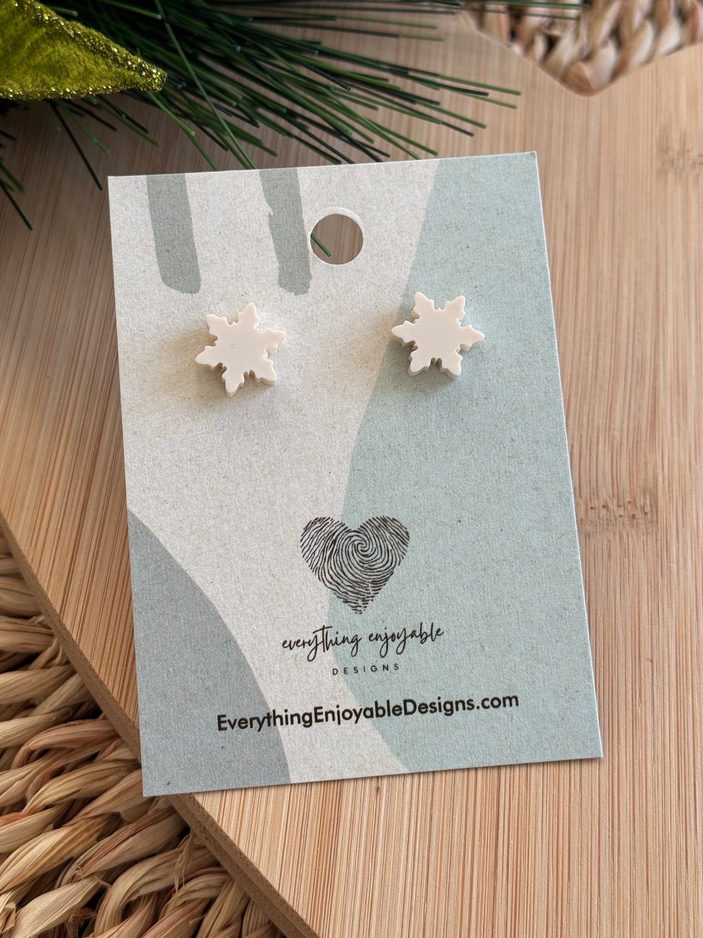 Minimal Snowflake Earrings | Matte White Acrylic