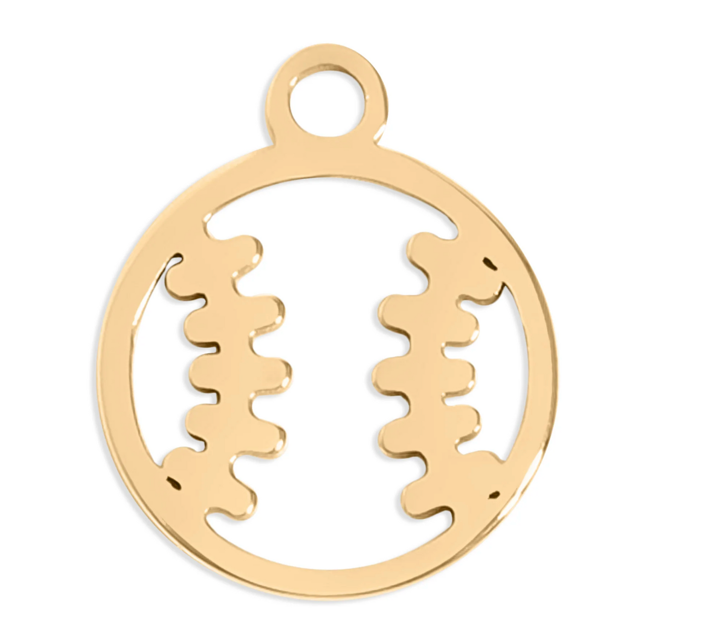 18K Gold PVD Stainless Steel Baseball Charm