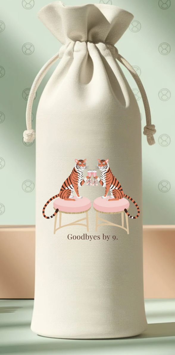 Goodbyes by 9 Wine Bag | Chinoiserie Tiger Wine Bag | Funny Hostess Gift