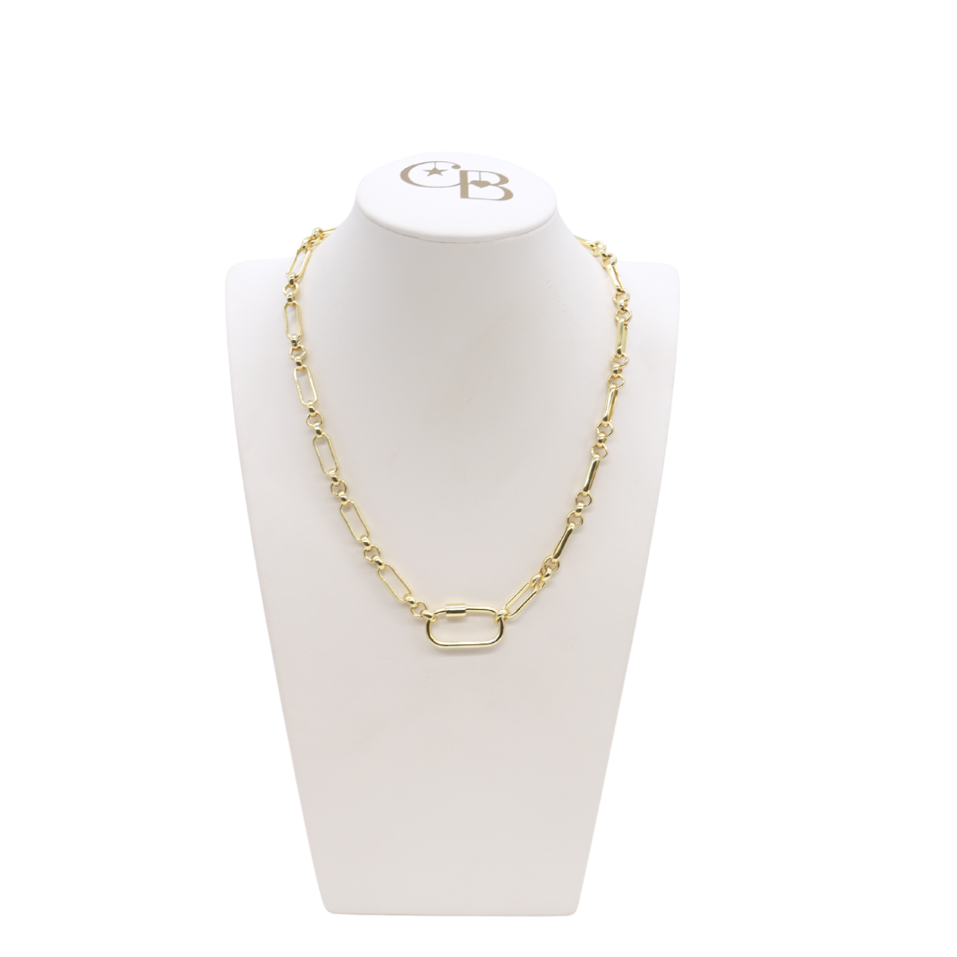 Gold Anna Necklace with Piper Carabiner 16"
