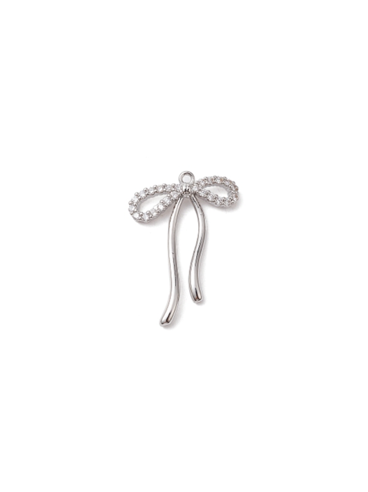Silver Crystal Bow Charm