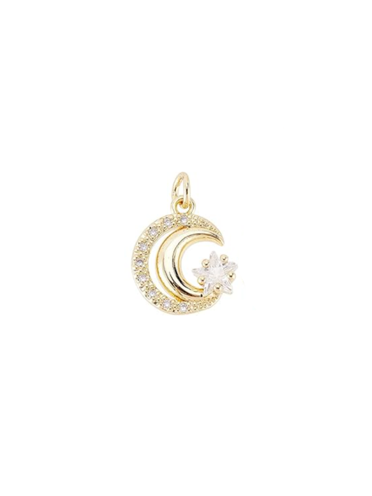 Gold Nested Moon and Star Charm