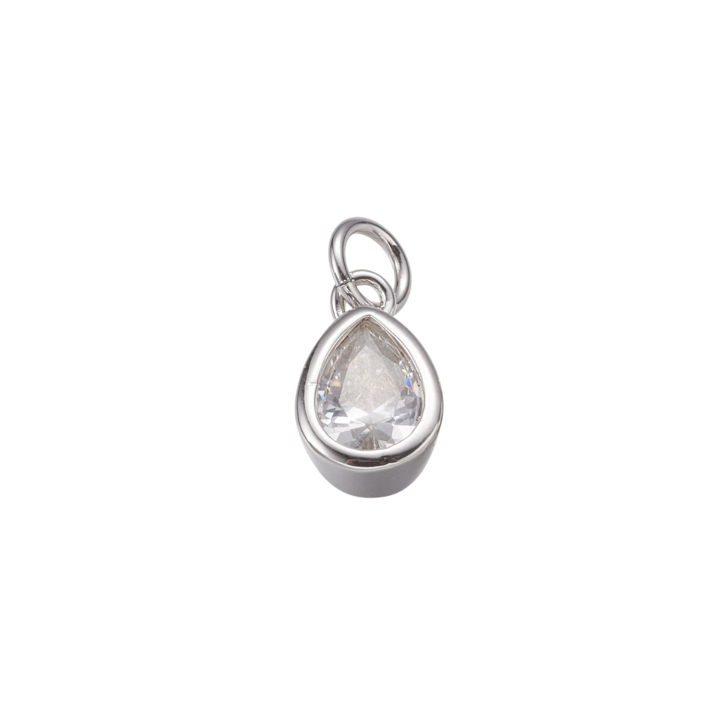 Silver Twilight Cubic Zirconia Teardrop Charm