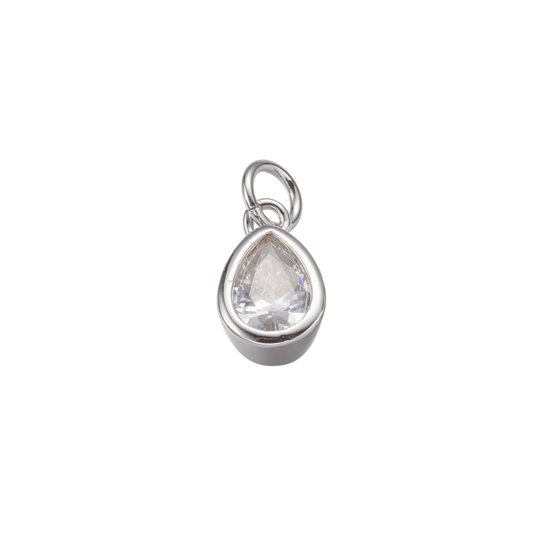 Silver Twilight Cubic Zirconia Teardrop Charm