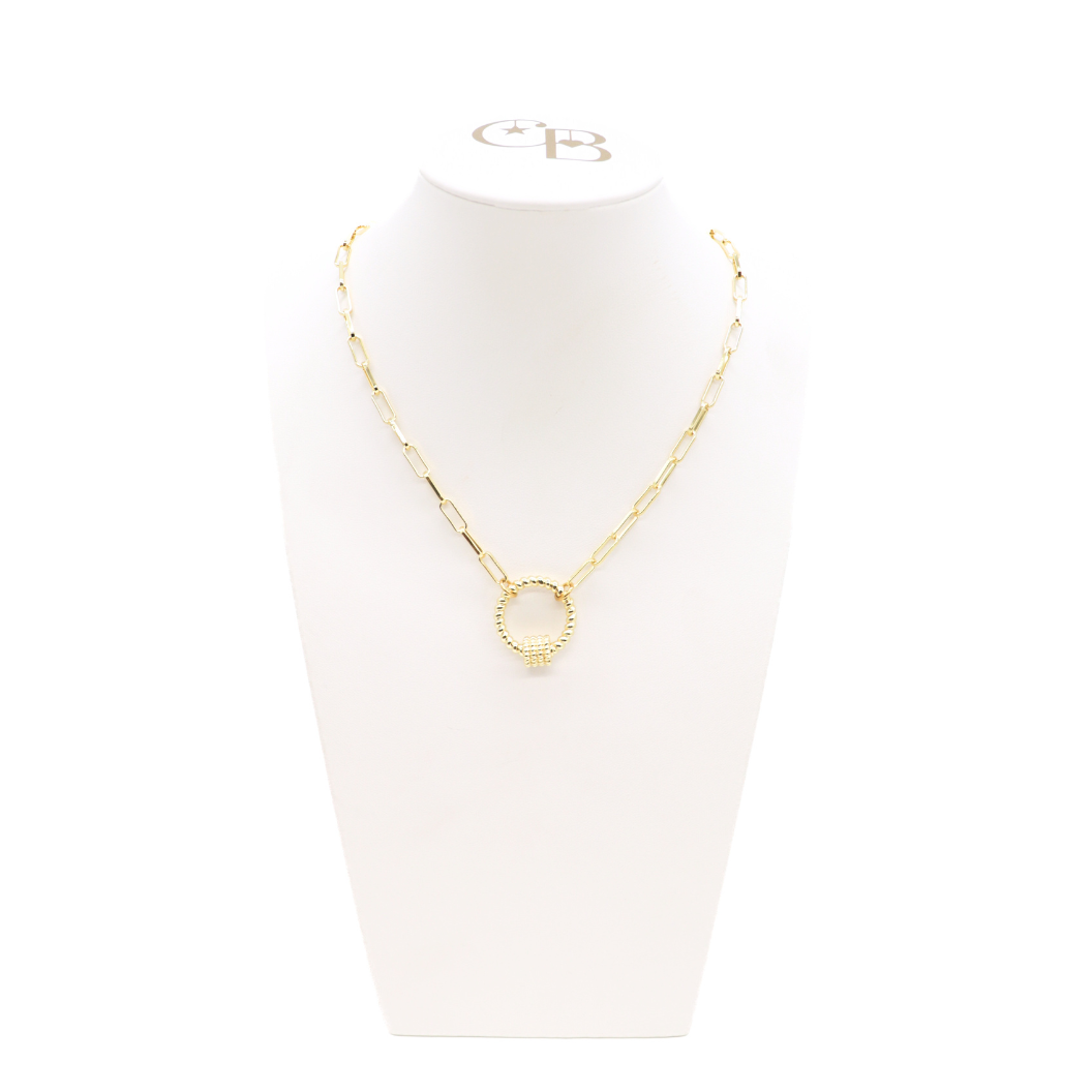 Gold Ashleys Necklace with Round Bella Carabiner 18"