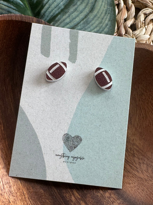 Handmade Football Stud Earrings – Game Day Sports Jewelry for Fans & Moms