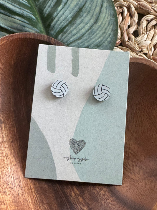Handmade Volleyball Stud Earrings – Game Day Sports Jewelry for Fans & Moms