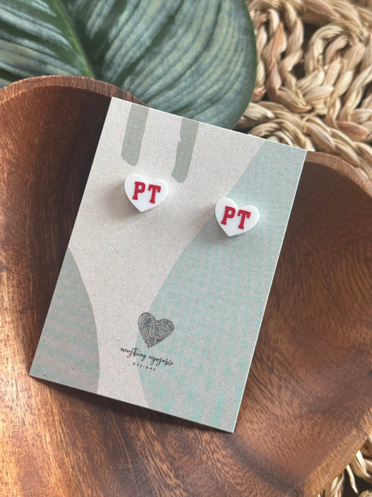 Handmade Peters Township Stud Heart Earrings – Game Day Sports Jewelry for Fans & Moms