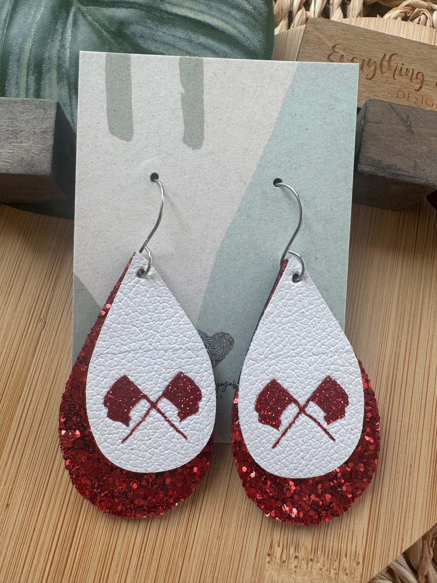 Genuine Leather Color Guard Earrings – Custom Colors & Team Spirit Jewelry