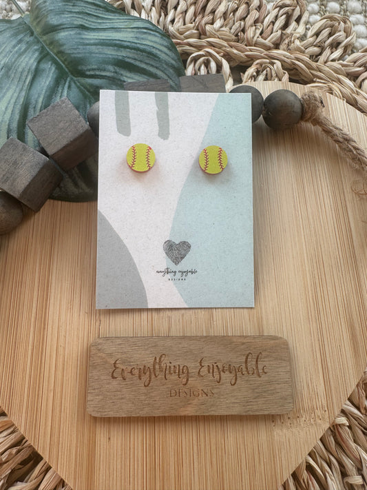 Handmade Softball Stud Earrings – Game Day Sports Jewelry for Fans & Moms