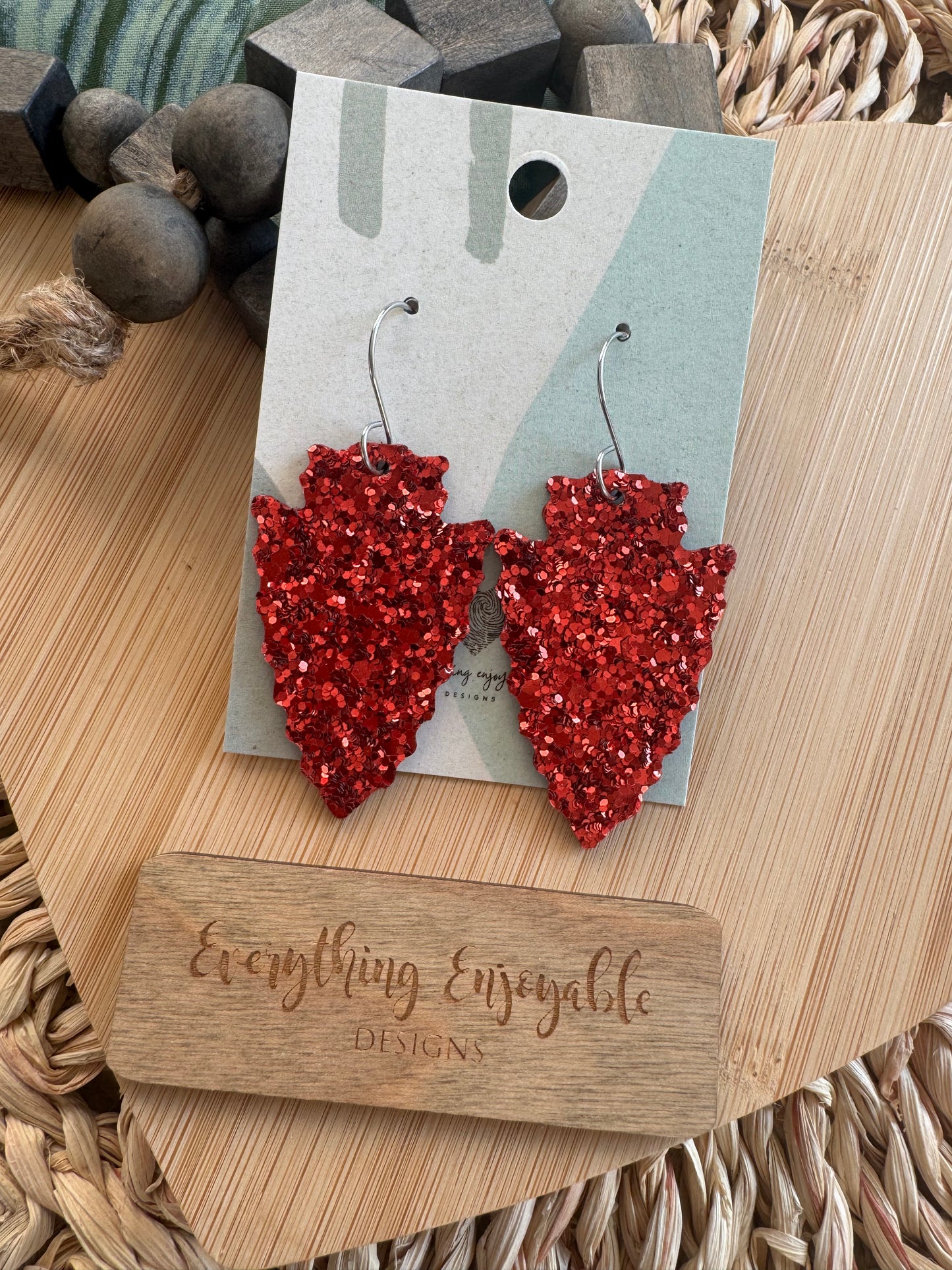 Handmade Arrowhead Leather Earrings – Game Day Sports Jewelry for Fans & Moms