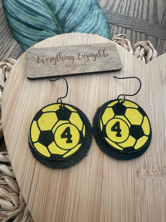 Custom Genuine Leather Soccer Earrings – Player Number & Team Spirit Jewelry