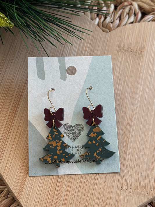 Festive Christmas Tree Dangles | Green, Gold & Burgundy