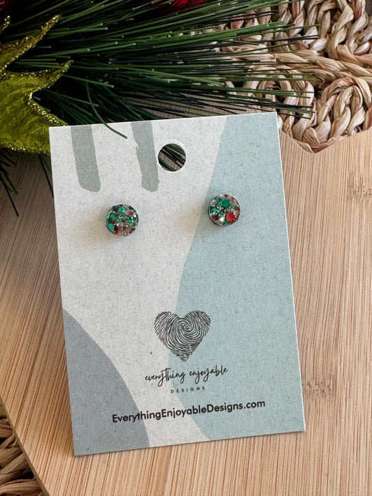 Holiday Confetti Glitter Stud Earrings