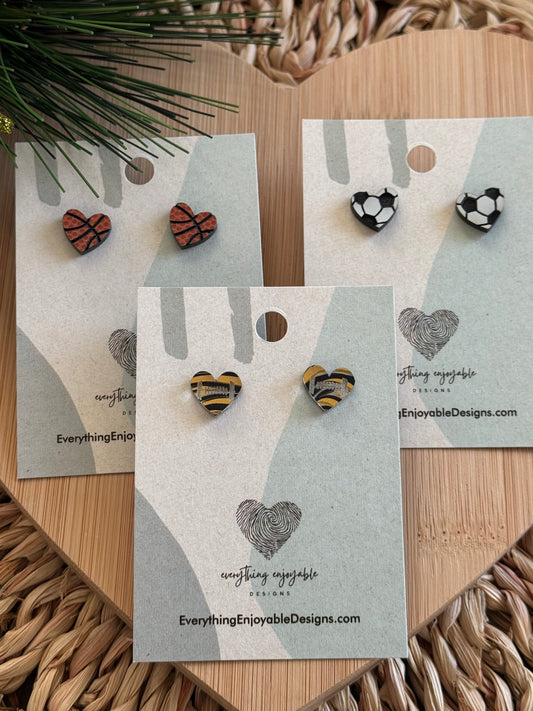 Choice Heart Sports Earrings – Basketball, Soccer & Pittsburgh-Inspired Designs