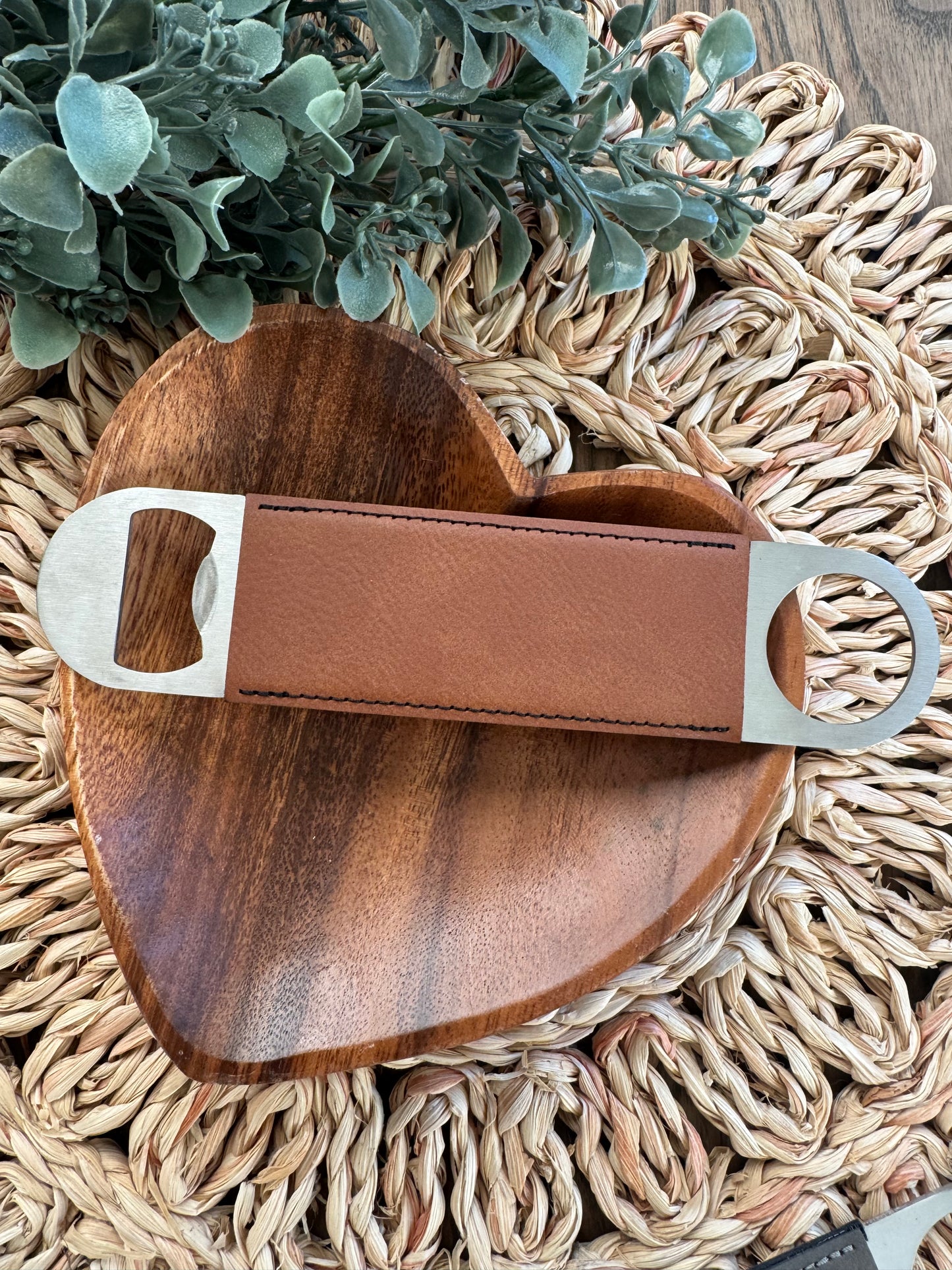 Laserable Leatherette/Paddle Style Bottle Opener
