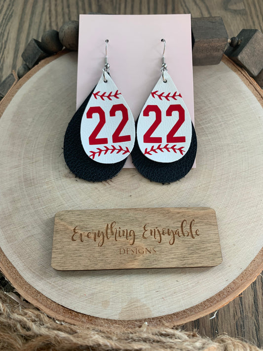 Custom Genuine Leather Baseball Earrings – Player Number & Team Spirit Jewelry