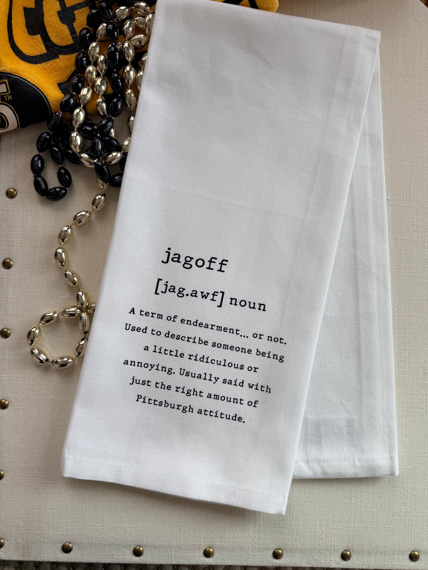 Jagoff Definition Tea Towel with Optional Personalization - Steel City Gift