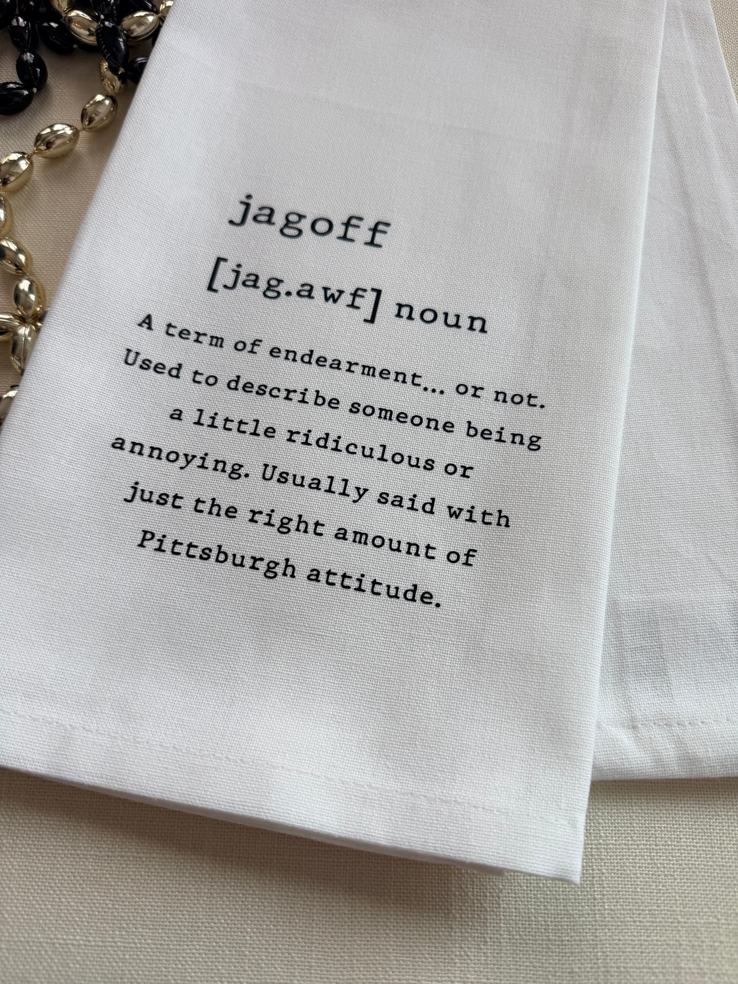 Jagoff Definition Tea Towel with Optional Personalization - Steel City Gift