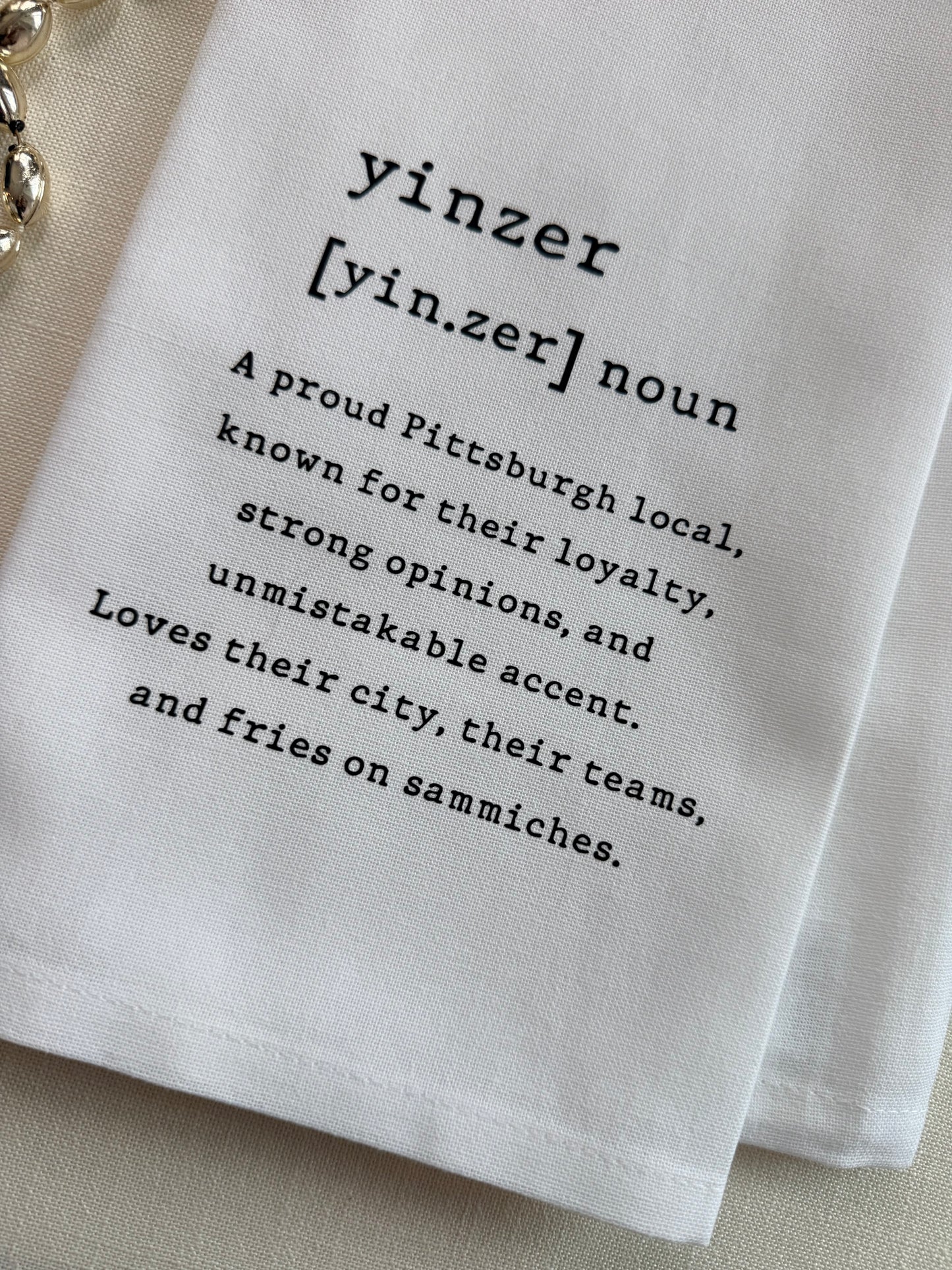 Yinzer Definition Tea Towel with Optional Personalization - Steel City Gift