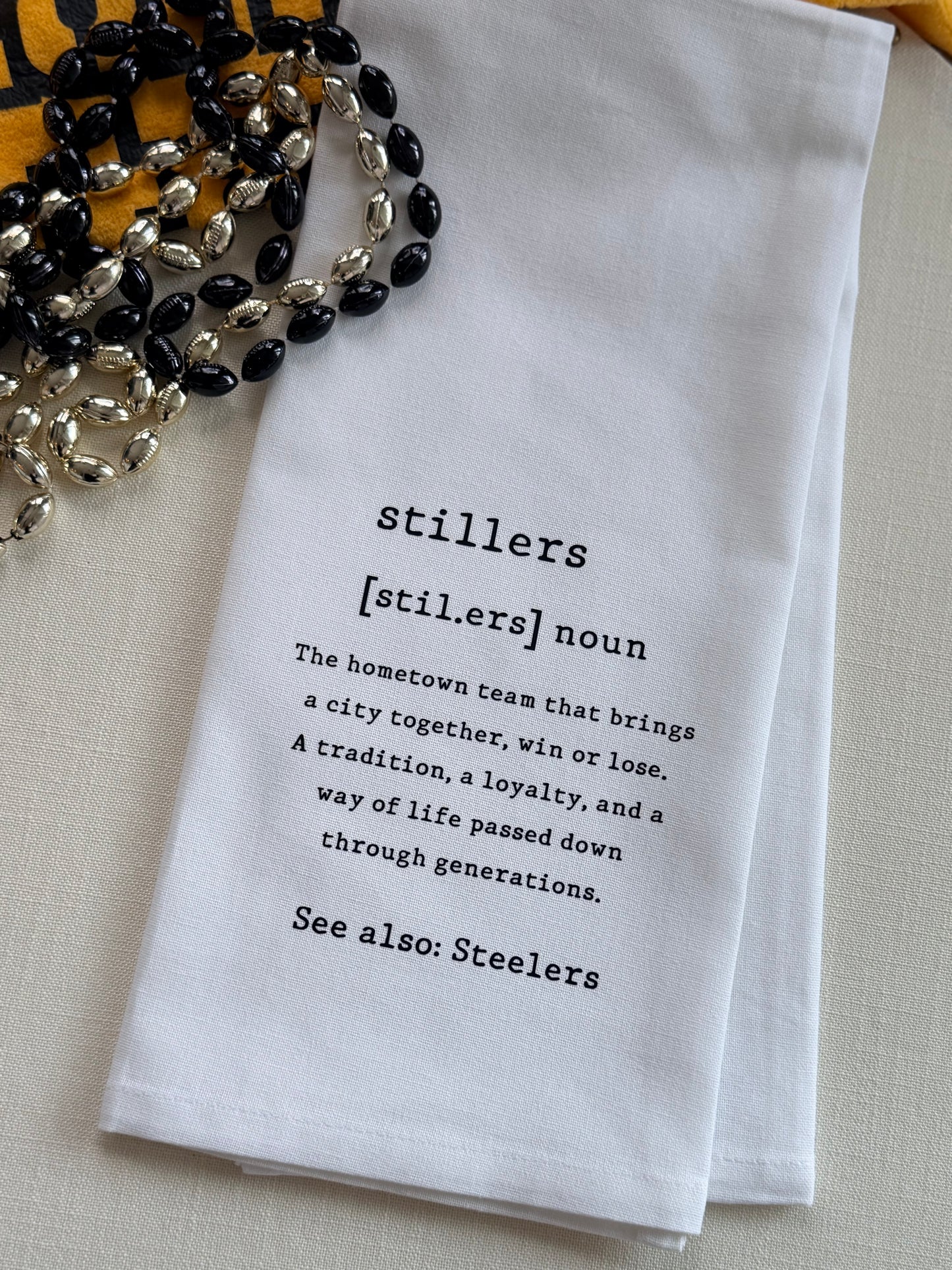 Stillers Definition Tea Towel with Optional Personalization - Steel City Gift