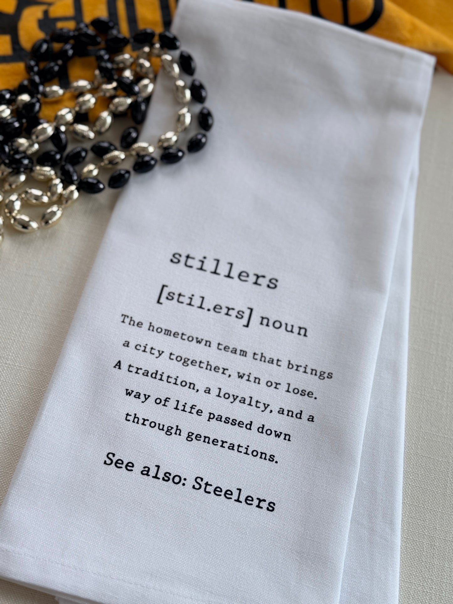 Stillers Definition Tea Towel with Optional Personalization - Steel City Gift