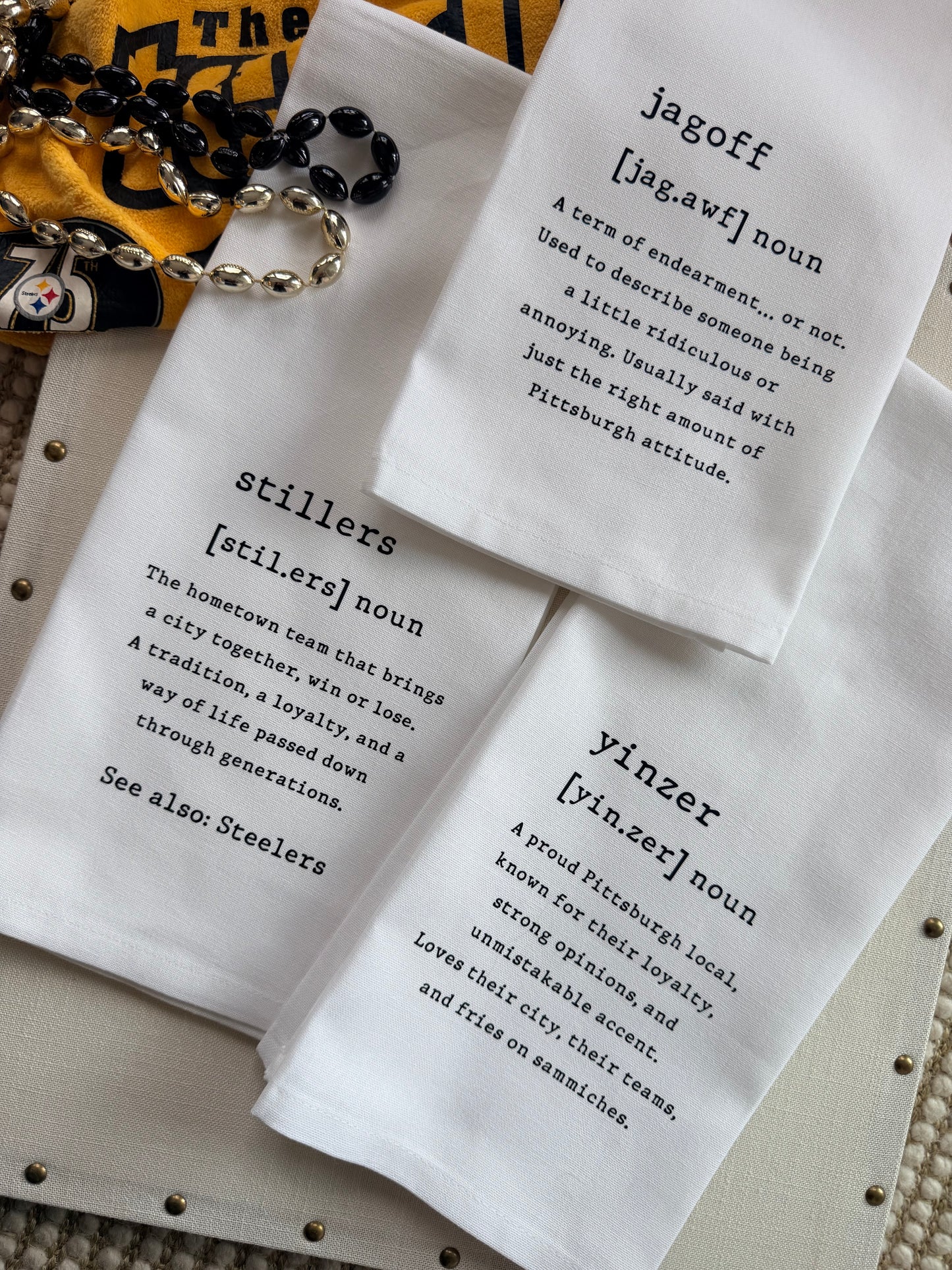 Stillers Definition Tea Towel with Optional Personalization - Steel City Gift