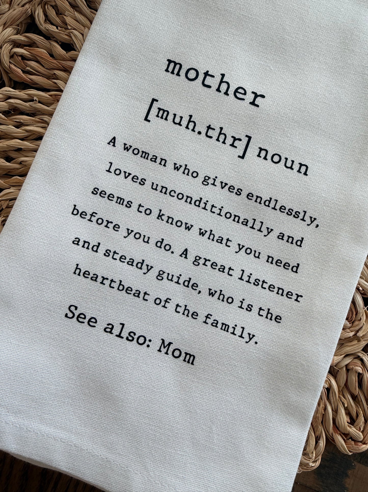 Mother Definition Tea Towel | Meaningful Gift for Mom | Mother's Day Kitchen Towel | Farmhouse Decor | Gift for Her