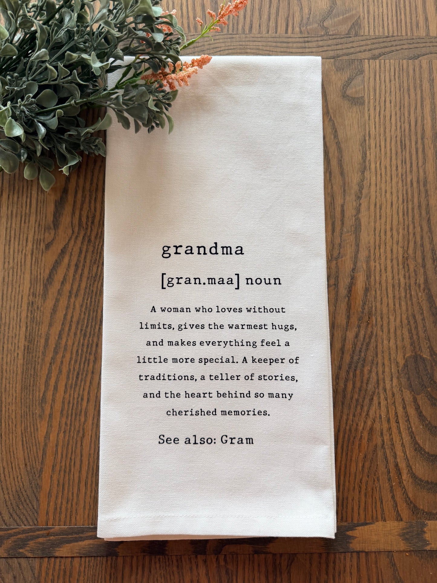 Grandma Definition Tea Towel | Meaningful Gift | Mother's Day Kitchen Towel | Farmhouse Decor | Gift for Her