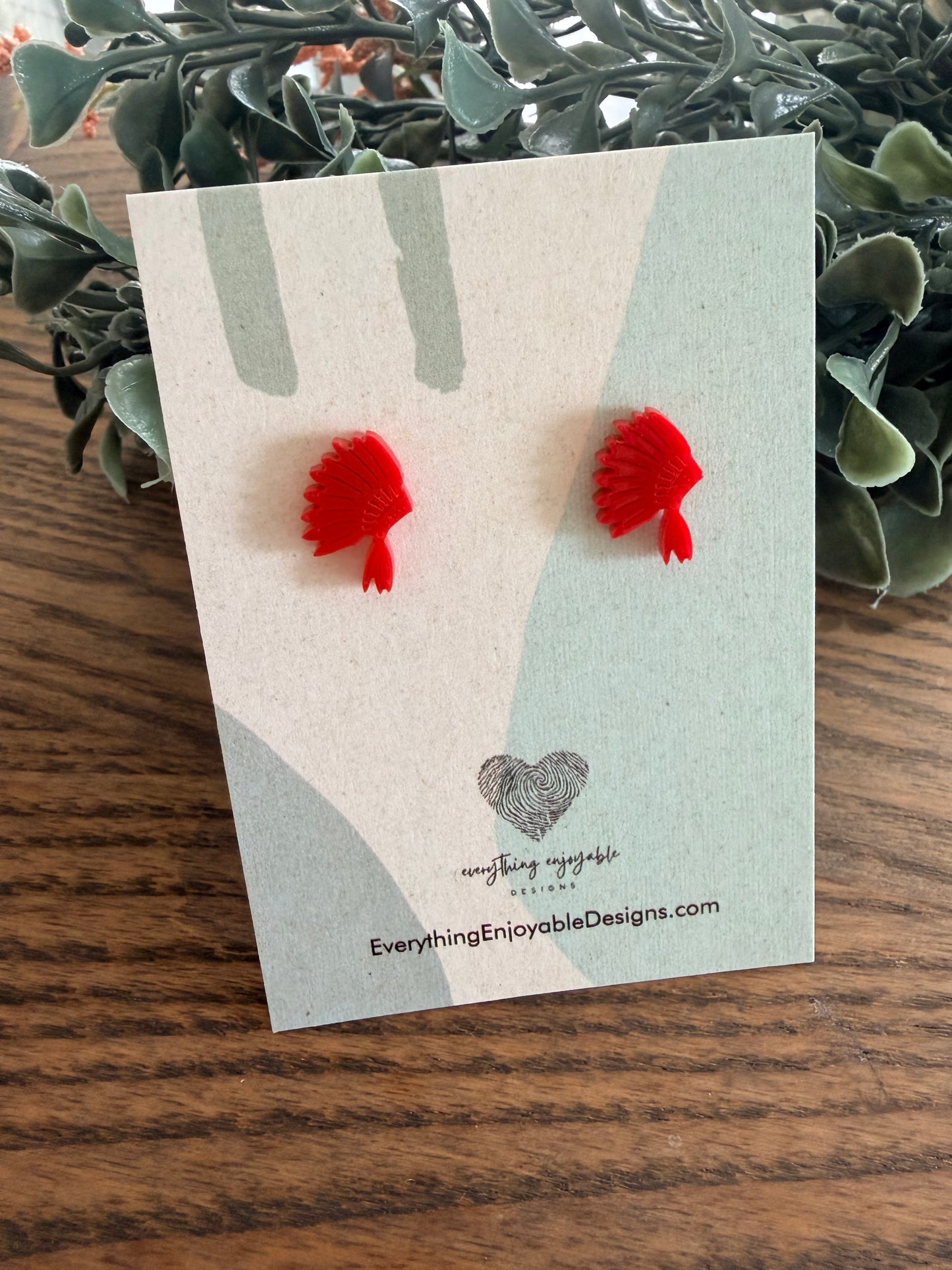 Red Indian Stud Earrings | Bold Western Inspired Acrylic Earrings