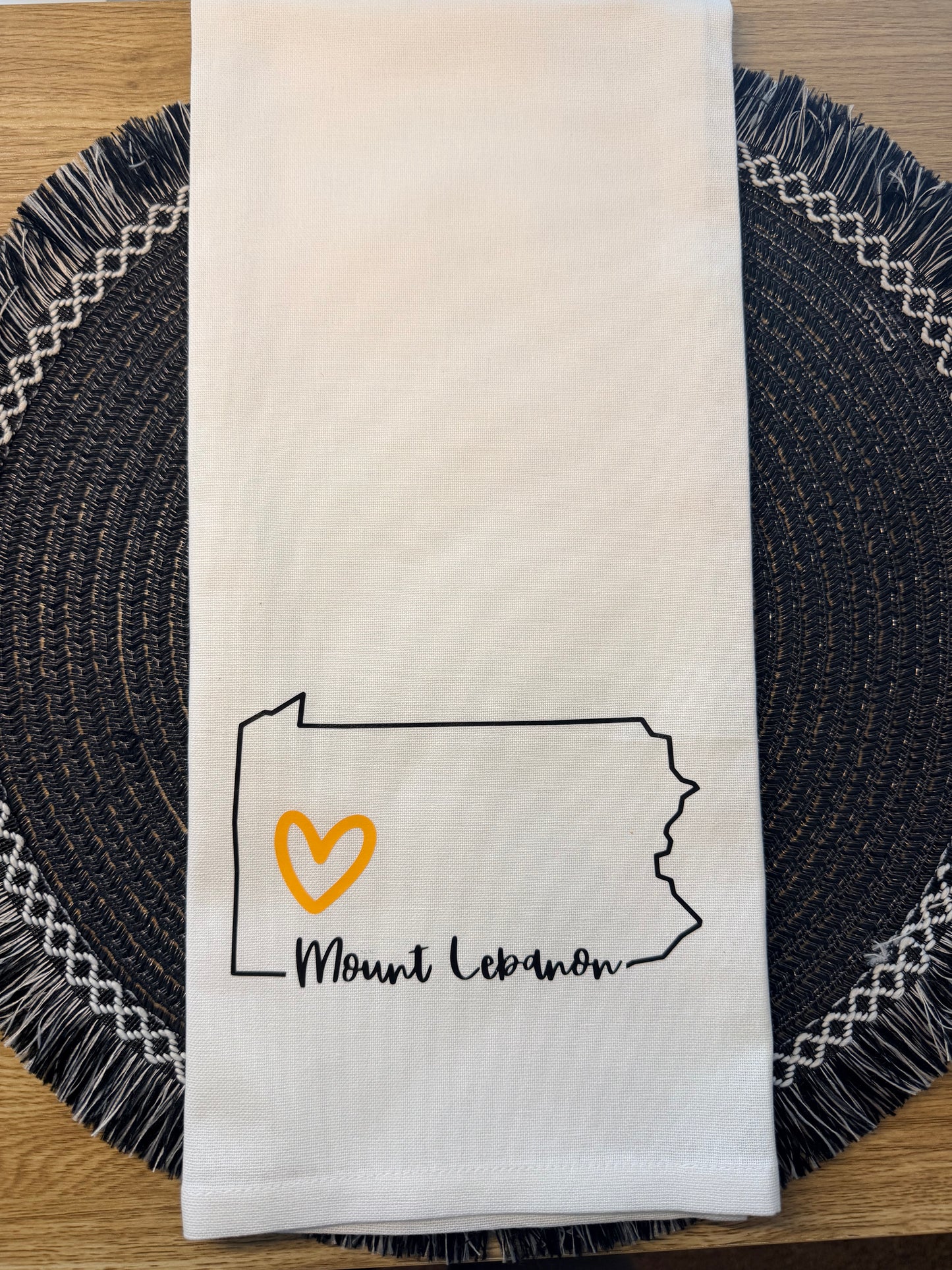 Personalized State & City Tea Towel – Custom Kitchen Décor