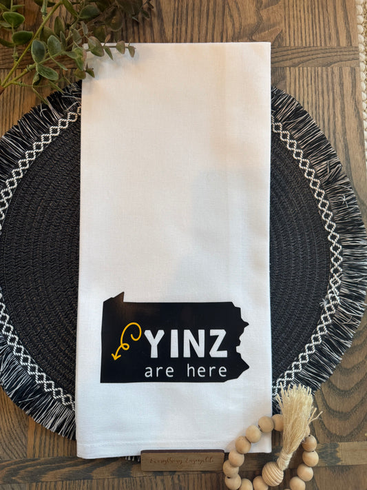 Yinz Are Here Tea Towel – Pittsburgh Kitchen Décor | Funny Pennsylvania Gift