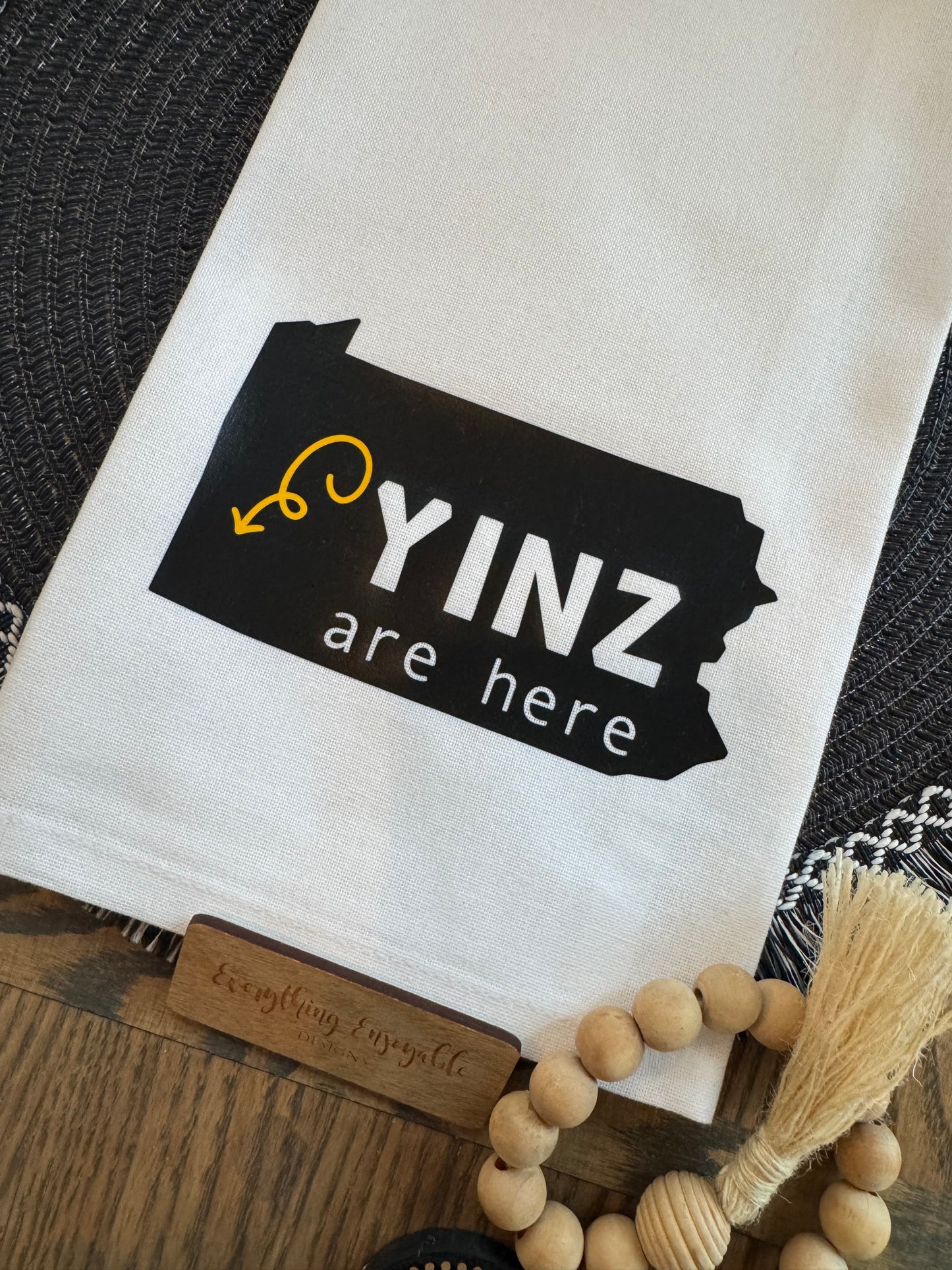 Yinz Are Here Tea Towel – Pittsburgh Kitchen Décor | Funny Pennsylvania Gift