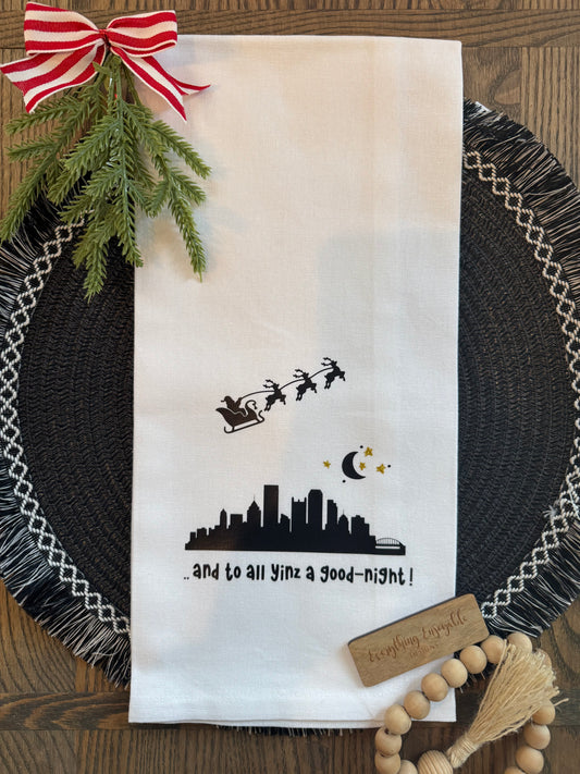 Pittsburgh Skyline Christmas Tea Towel