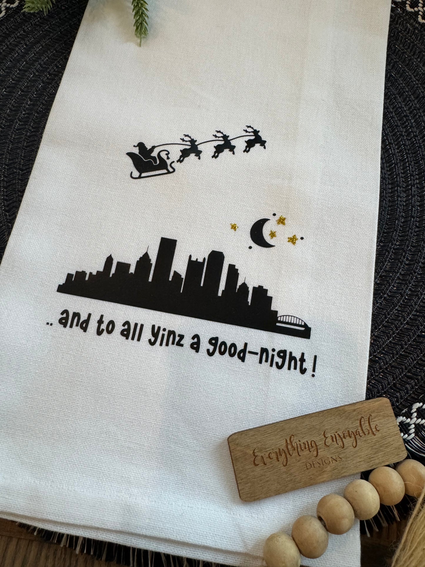 Pittsburgh Skyline Christmas Tea Towel