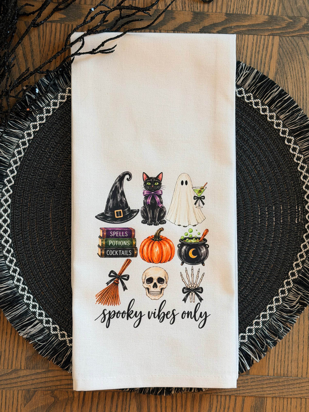 Spooky Vibes Only Halloween Tea Towel
