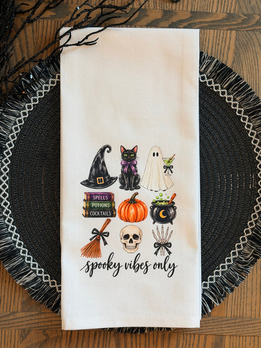 Spooky Vibes Only Halloween Tea Towel