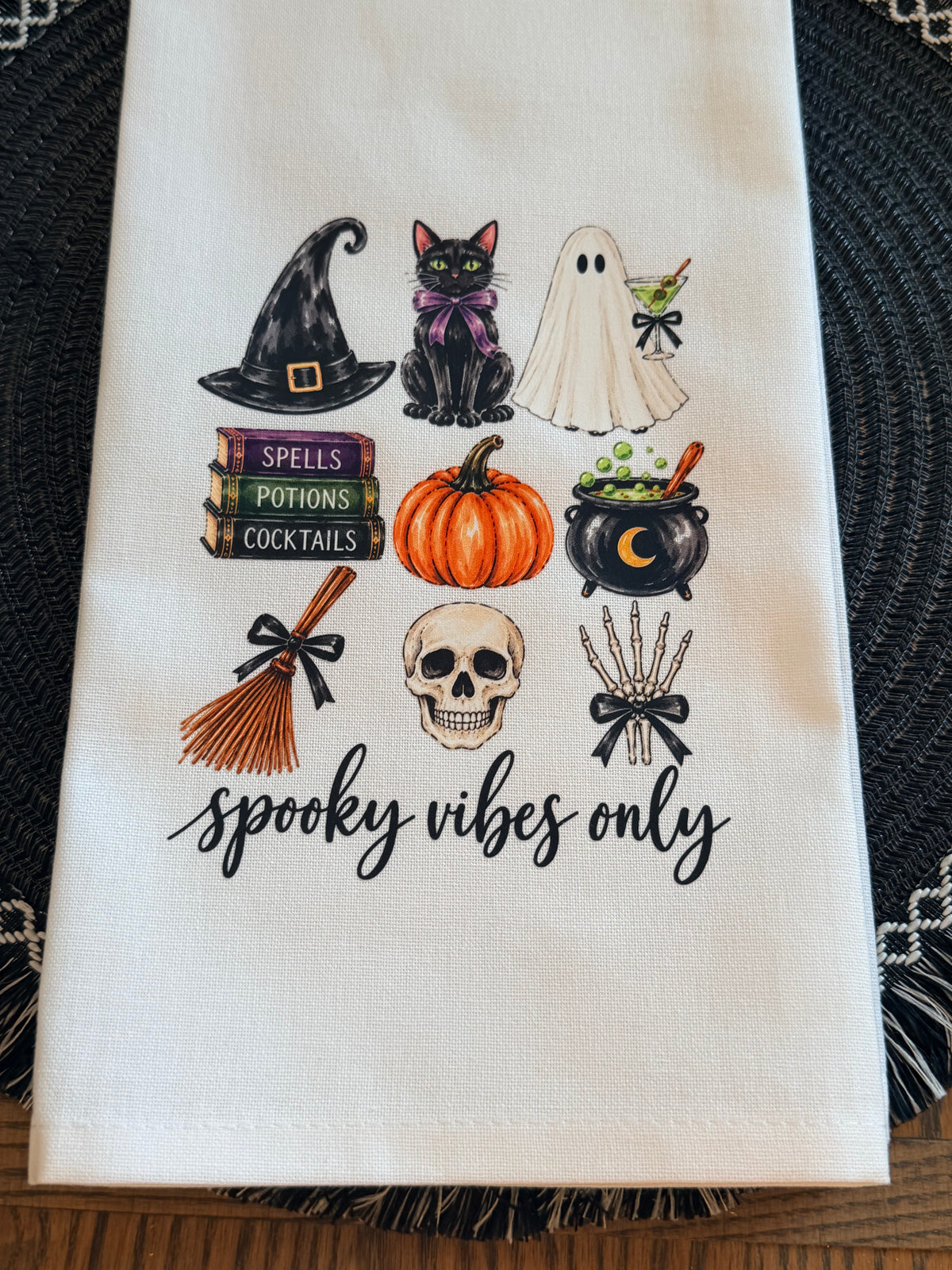 Spooky Vibes Only Halloween Tea Towel