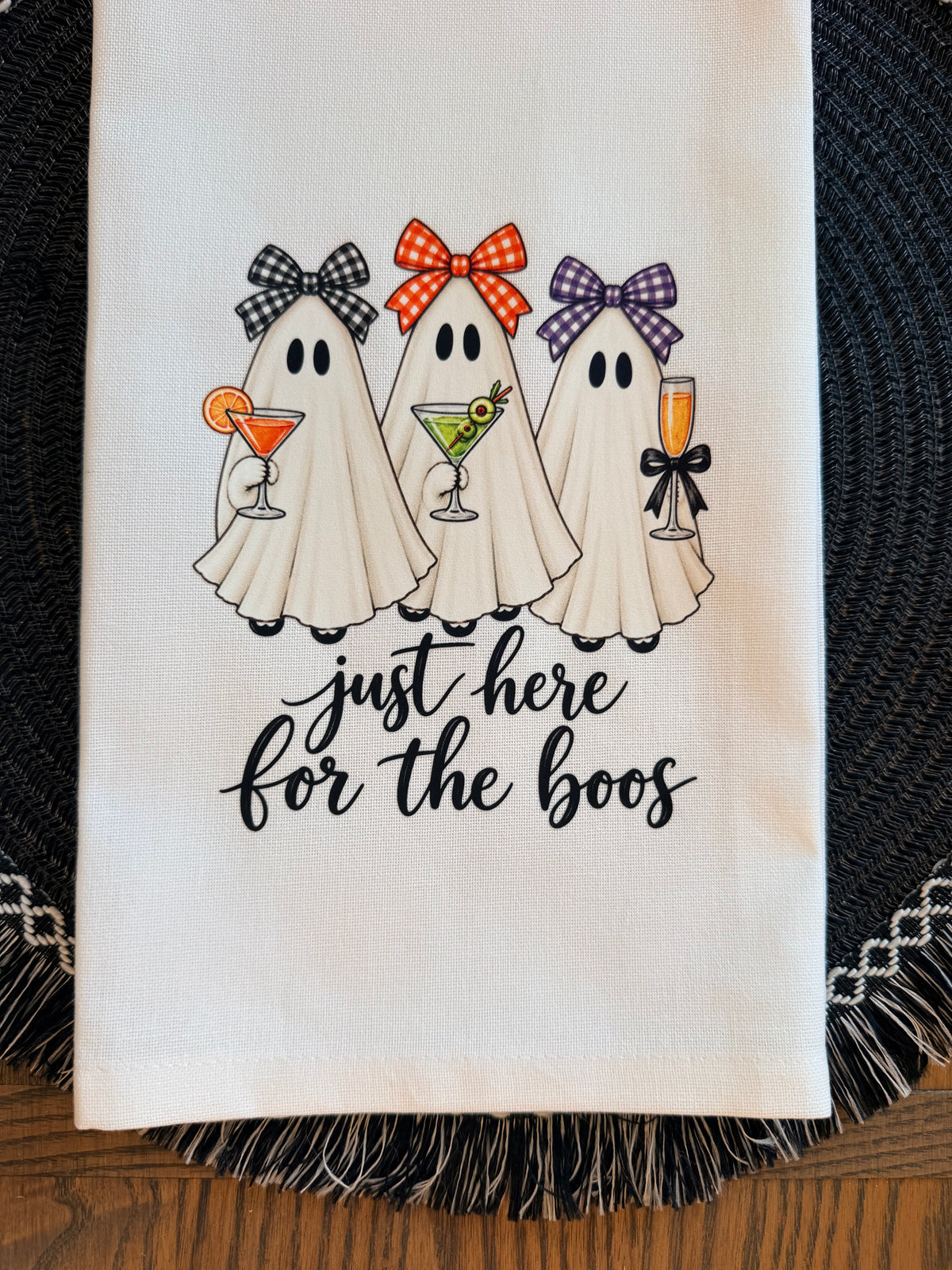Just Here for the Boos Halloween Tea Towel
