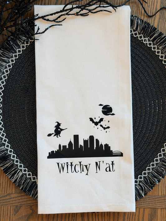Witchy N'at Halloween Tea Towel
