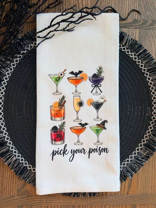 Pick Your Poison Halloween Tea Towel