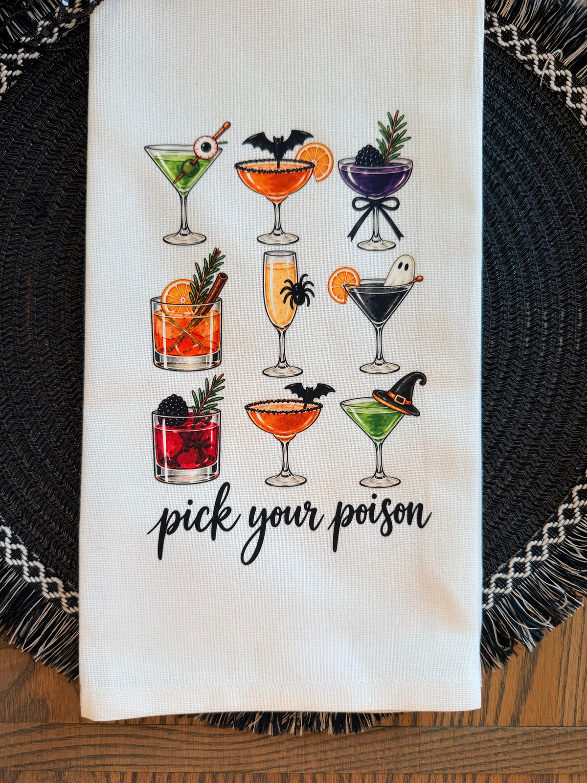 Pick Your Poison Halloween Tea Towel