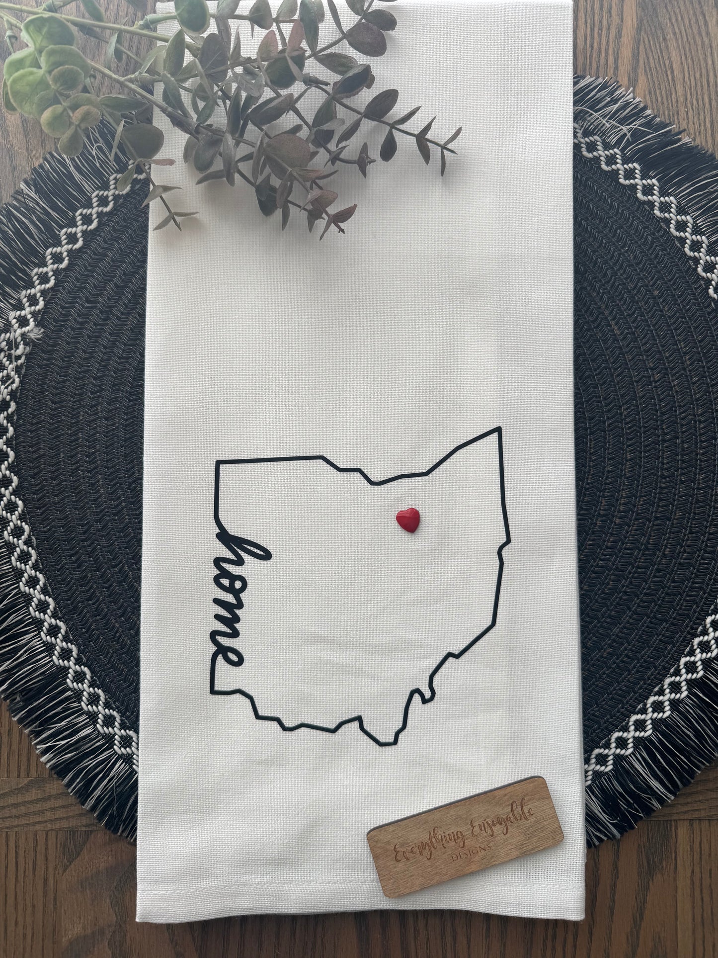 Personalized State Tea Towel – Pick Your State & Heart Location
