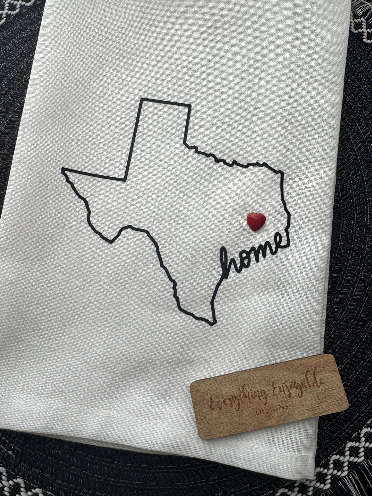 Personalized State Tea Towel – Pick Your State & Heart Location