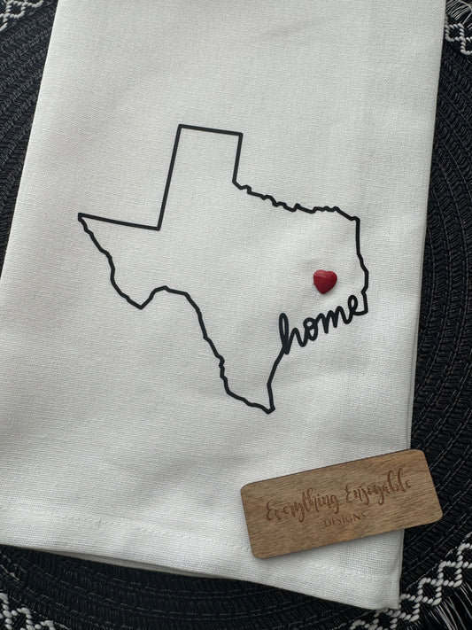 Personalized State Tea Towel – Pick Your State & Heart Location