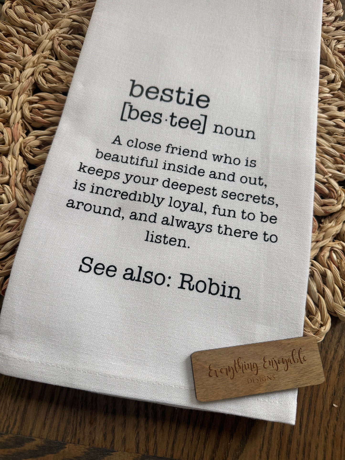 Personalized Bestie Definition Tea Towel – Sentimental Friendship Gift