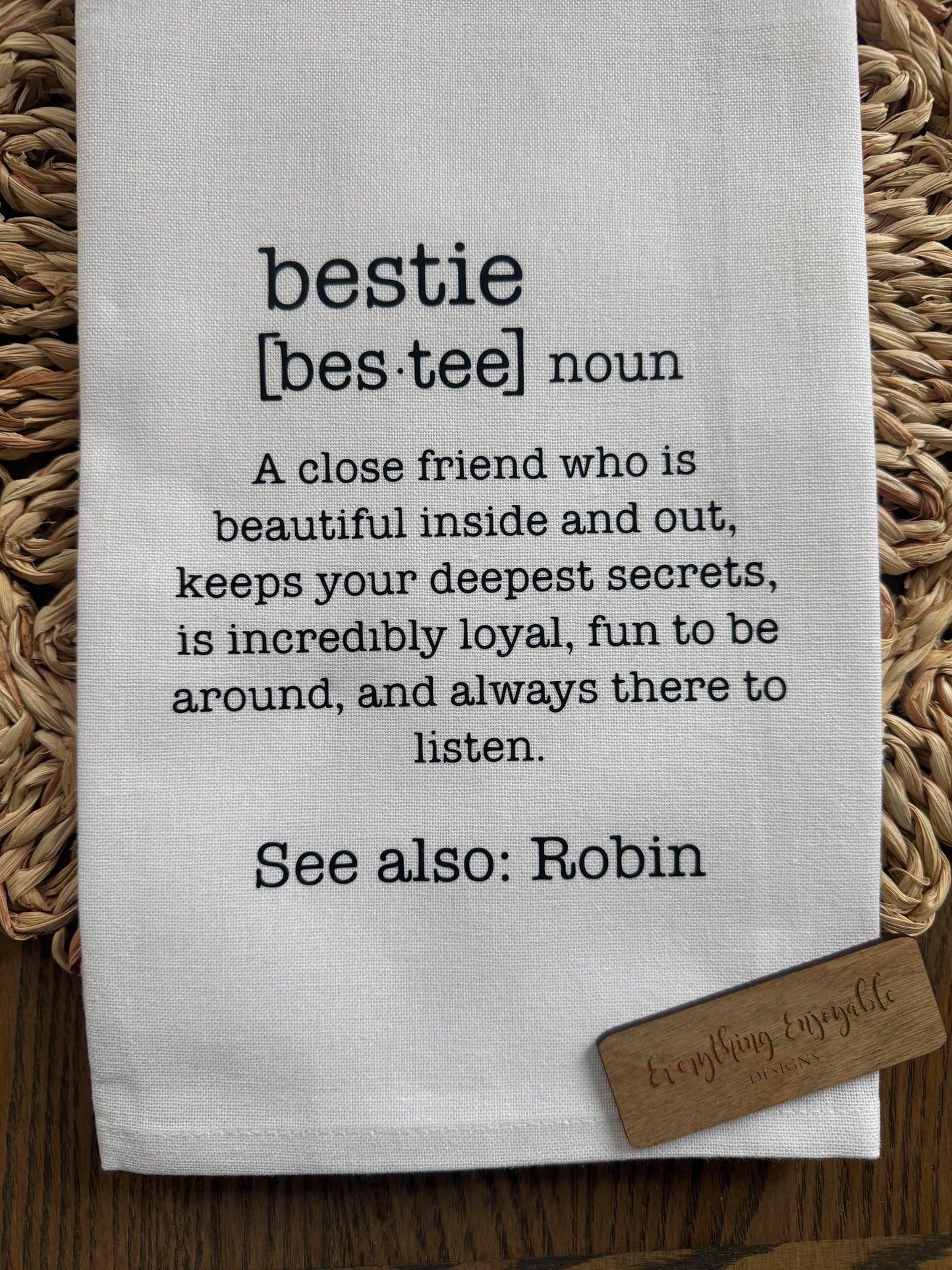 Personalized Bestie Definition Tea Towel – Sentimental Friendship Gift