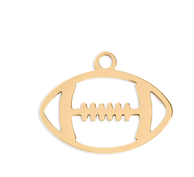 Gold Stainless Steel Football Charm