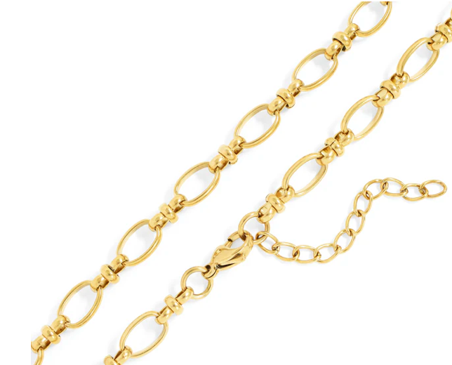 18K Gold PVD Stainless Steel Circle Charm Chain Necklace