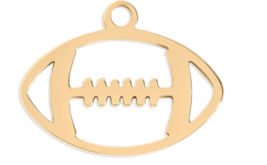 18K Gold PVD Stainless Steel Football Charm
